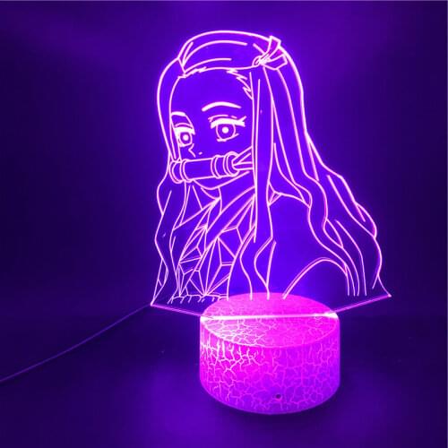 TAKARA TOMY 3D Night Light Anime Ghost Killing Blade New Strange Creative USB Cartoon Acrylic Colorful Lights Cracked base New