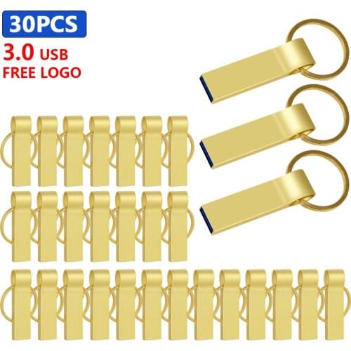 Bulk 30pcs free Personalize logo usbWaterproof flash drives usb pen drive 128GB 64GB 32GB 16GB 8GB usb 3.0 memory usb stick