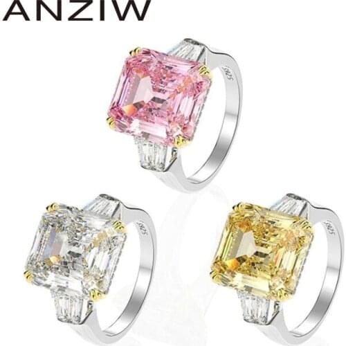 925 Sterling Silver 9.0 Carat Big Emeralded Cut 3 Stones Halo Engagement Ring Simulated Diamond Wedding Silver bague argent 925