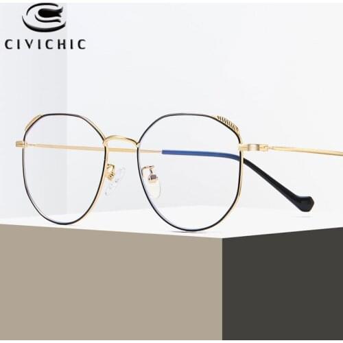 Chic Anti Blue Light Glasses Women Retro Cat Eye Flat Eyewear Men Myopia Optical Alloy Frame Computer Goggles Gaming Gafas COG26