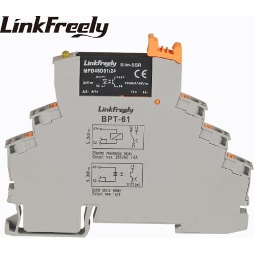 MPD48D01/24BPT Plug-in Spring Electric Voltage Relay Control Board 24V DC In 48VDC 1A Out DC DC SSR Solid State Relay Din Rai