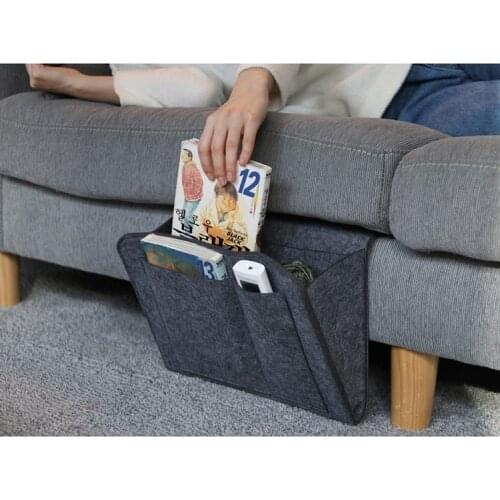 Hanging Bedside Organizer Felt Bed Sofa Storage Pockets Organizing Tablet Magazine IPad Cellphone Book Bedroom Storage Case 2019