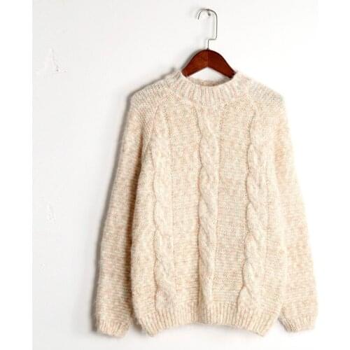 Furry Little Color Mohair Sweater Womens Loose Lazy Wind Student Pullover Winter Coarse Yarn Thick
