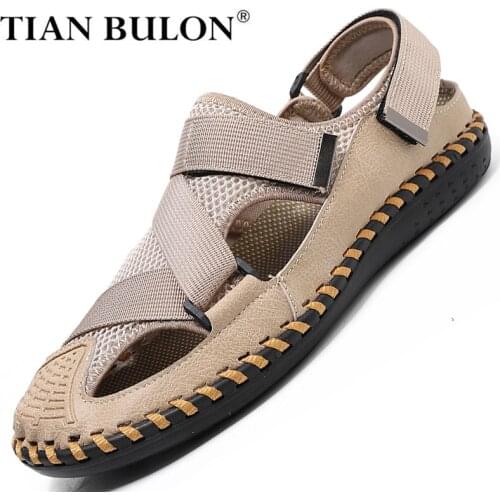 Summer Men Casual Shoes Mesh Outdoor Leisure Sandals Men Handmade Breathable Slippers Designer Men Beach Sandals Zapatos Hombre
