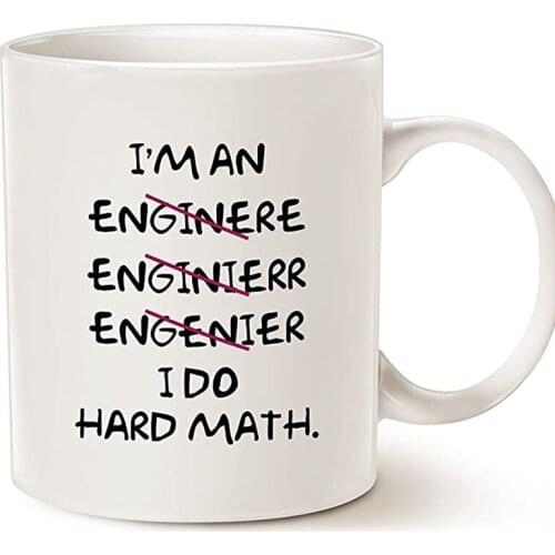 Funny Coffee Mugs Wrong I'm an Engineer, I Do Hard Math Best Motivational And Inspirational Gifts, White 11 Oz