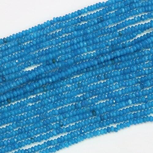Lake blue jades 2*4mm natural stone faceted rondelle abacus chalcedony fit diy necklace bracelet charms loose beads 15inch B569