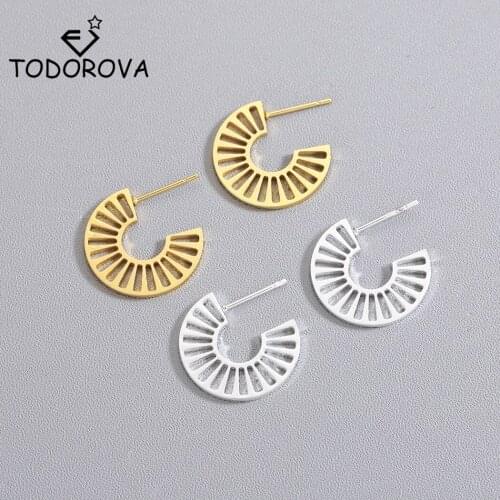 Todorova Statement Geometric Circle Metal Pendientes Earrings for Women Fashion Stud Earrings Female Jewelry Accessories