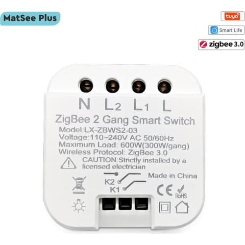 Tuya ZigBee Smart Light Switch 2 Gang 2 Way Relay Module Timer App Remote Control Works With Alexa Google Home Smartthings