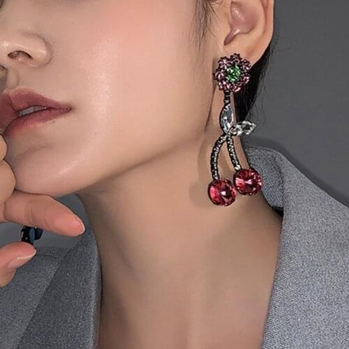 TIMRONLY Unique Design Pink Color Crystal Dangle Earrings Red Rhinestones Elegant Earring for Women Lady Beautiful Accessories
