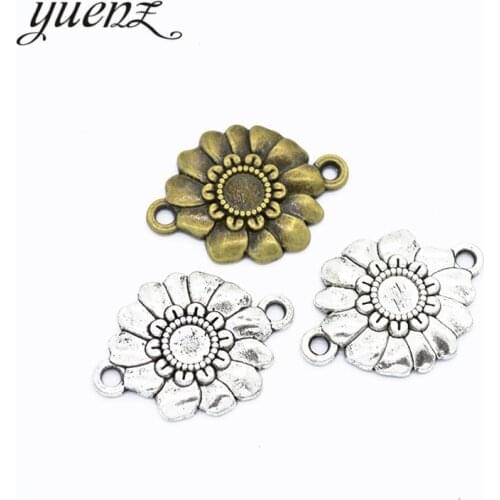YuenZ 6pcs 2 colour Antique silver color Jewelry DIY flower Charms Pendant Necklace, earring Bracelet 27*20mm Q1129