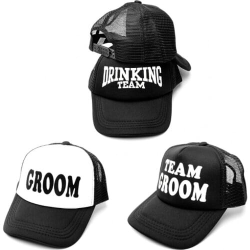 Groom Drinking Team Print Trucker Hat Men Hip-Hop Snapback Baseball Mesh Cap New