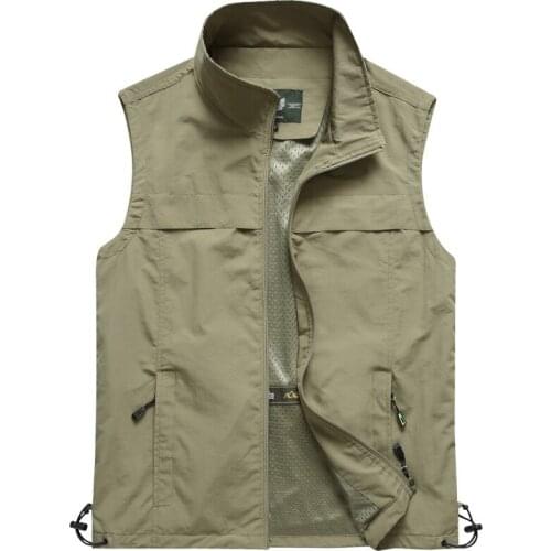 Mens Vests Summer Mens Jacket Sleeveless Vest Spring Autumn Casual Travels Vest Multi-pockets Thin Vest Waistcoat Male Clothes