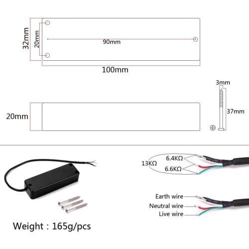 1 PC Sealed 4 String Bass Guitar Soapbar Passive Bridge Pickup, Black