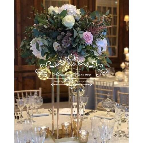 10PCS/LOT Gold Wedding Columns Metal Flower Stand Wedding Centerpiece Table Decoration Flower Vases 80 cm Tall