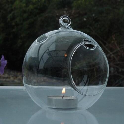 Diameter=8cm 100pcs/pack Small Size Glass Terrarium Candle Holder Transparent Glass Ball Vase Hanging Wedding Glass Decoration