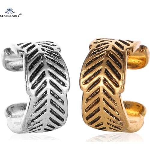 2pcs Vintage Leaf Ear Cuff Earring Plug Fake Earrings Women Men Jewelry Ear Piercing Oreja Fake Piercing Helix Clip on Earrings