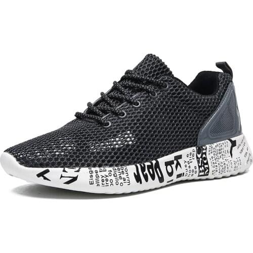 2020 New Fashion Graffiti Mens Shoes Mesh Openwork Breathable Lightweight Non-slip Shoes Men Sneakers Black Casual Loafers