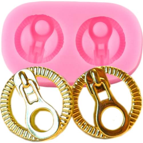 3D Faux Zipper Pulls Silicone Molds DIY Craft Jewelry Resin Mould Chocolate Candy Cupcake Topper Fondant Cake Decorating Tools