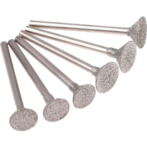 6Pcs Dremel Accesories Diamond Grinding Head Burrs Bits 3mm Shank Jade Stone Carving Polishing Engraving Tool