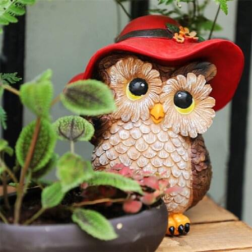 American country style Ornaments Resin Owl Crafts Cute Animal Miniature Figurines Fairy Garden Decor Home Decoration Accessories