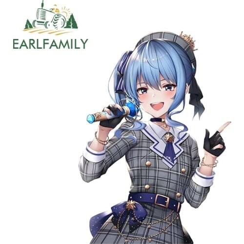 EARLFAMILY 13cm x 9.2cm for Hololive Anime Girl Waterproof Car Sticker Personality Refrigerator Decal Bumper Car Door Protector