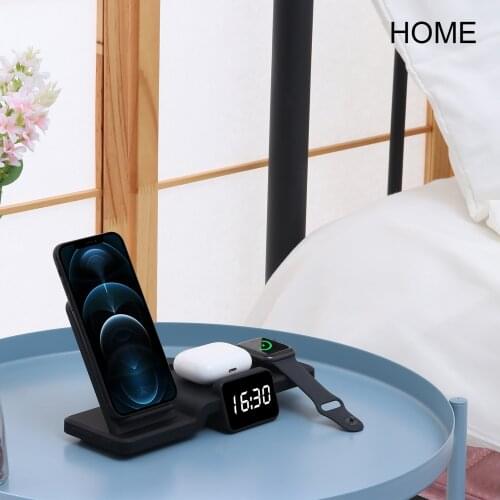 3 In 1 Wireless Charging Stand For Apple Watch 6 5 4 3 2 IPhone 11 X XS XR 8 Airpods Pro Qi Fast Charger Dock Station Clock