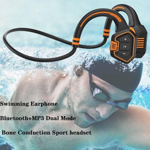 Swimming Wireless Headphone Bone Conduction Bluetooth Earphone 16GB MP3 Music Player Sport Running Neckband Headset With Mic
