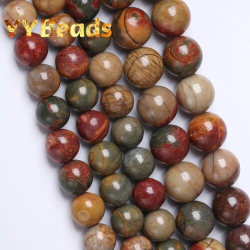 Natural Picasso Jaspers Stone Beads Round Loose Spacer Charm Beads For Jewelry Making DIY Bracelet Women Necklace 4 6 8 10 12mm