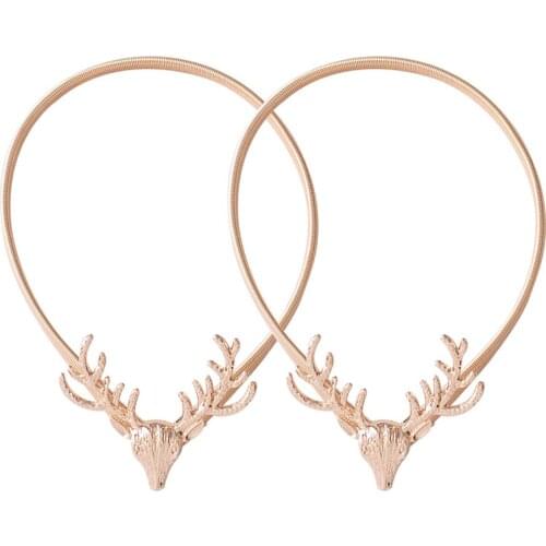Holder With Stretchy Deer Head Elastic Curtain Strap Light Luxury Style 2pcs Creative Free Perforation Free Installation