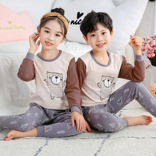 2020 New Baby Kids Pajamas Sets Cotton Long Sleeved Tshirt+pant Cartoon Girls Clothing Autumn 2pcs Sleepwear Suit Boys Pyjamas