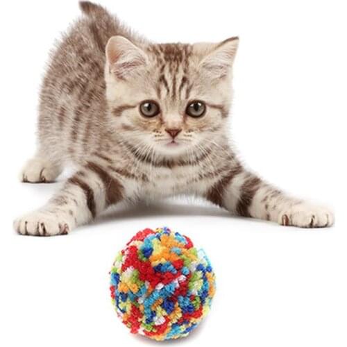 Creative Colorful Cat Toy Balls Plush Soft Cats Chew Molar Toys Colorful Kitten Pom Pom Balls Funny Pet Cat Teaser Toy Supplies