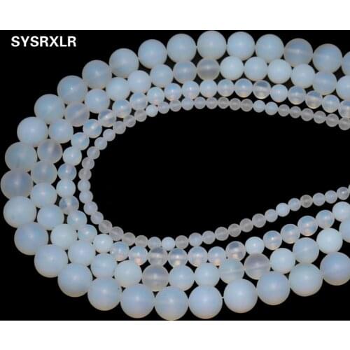 Wholesale Dull Polish Matte Natural Stone White Opal Spacer Round Beads For Jewelry Making Diy Bracelet Necklace 4/6/8/10 MM
