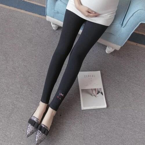 Maternity legging spring and summer thin trousers maternity pants 2021 fashion Embroidery maternity clothes belly pants trousers