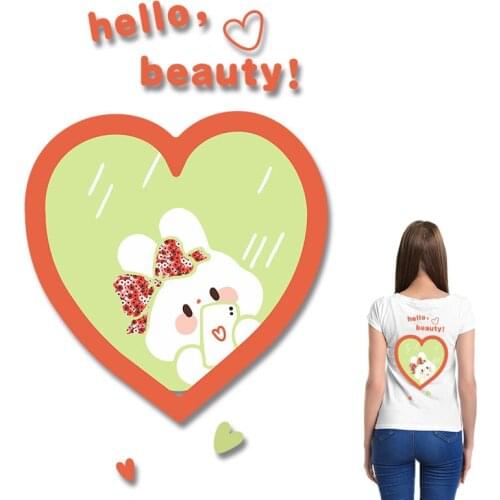 Cartoon animal love heart Ironing stickers DIY Appliques Garment Accessories Heat Transfer PVC Patch Applique on Clothes