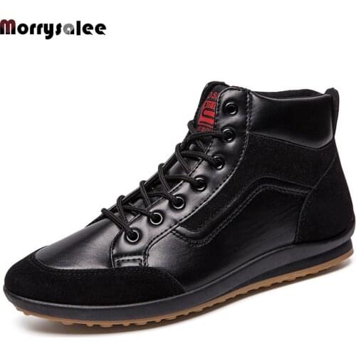 2020 New Fashion Men Leather Boots Fashion Autumn Winter Warm Cotton Men Ankle Boots Lace Up Men Shoes Footwear Men Casual Shoes