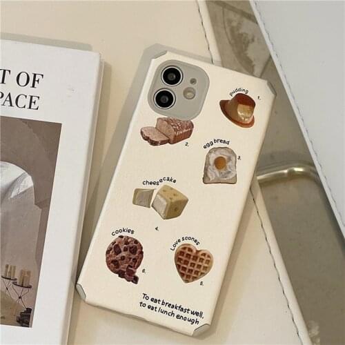 Toast illustration Soft Phone Case for Iphone 11 Pro Max X XR XS 7 8 Plus SE 2020 12 Pro Max Cute Leather Cover