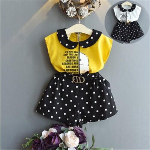 Baby Girl Clothes toddler kids Summer Clothe marvel Flower dots letter Set Girls Children Clothing 2pcs Outfits Casual fashion