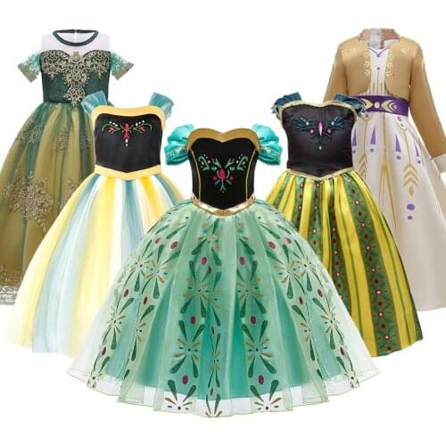 Girls Anna Dress Snow Queen Anna Halloween Princess Costume Children Kids Carnival Birthday Party Gown Clothes 3-10 Years