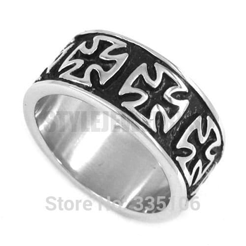 German Army Iron Cross Ring Stainless Steel Jewelry Classic Vintage Motor Biker Knight Men Ring Wholesale SWR0294A