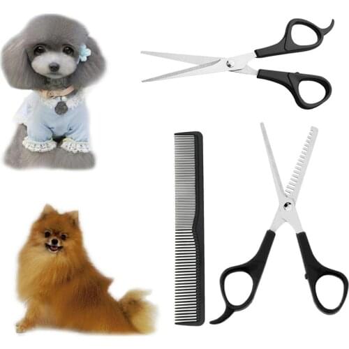 Rounded Tips Shear Thinning Scissor Comb Set Pet Grooming Scissors Set Dog Cat Professional Hair Cutting Tool