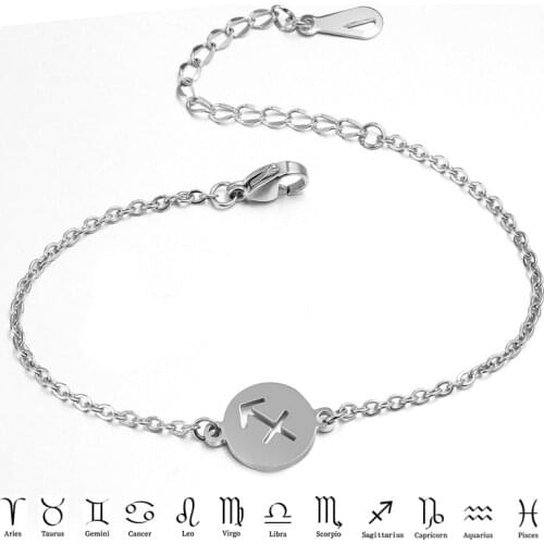 Luxury Twelve Constellations Charm Bracelet For Women Silver Color Elegant Stainless Steel Bracelets On Hand Accessories Jewelry