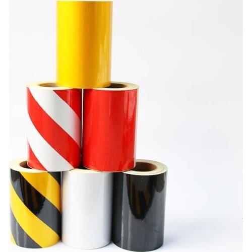 10CM Road Traffic PVC Black Yellow Warning Tape Floor Marking Reflective Safety Sign Car Body Sticker