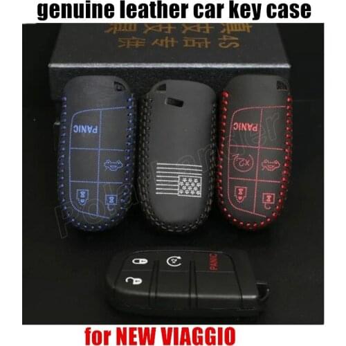 Only Red free shipping genuine quality Leather New Arrival Car Key Cover Hand Sewing car Key Case fit for FIAT 15 NEW VIAGGI