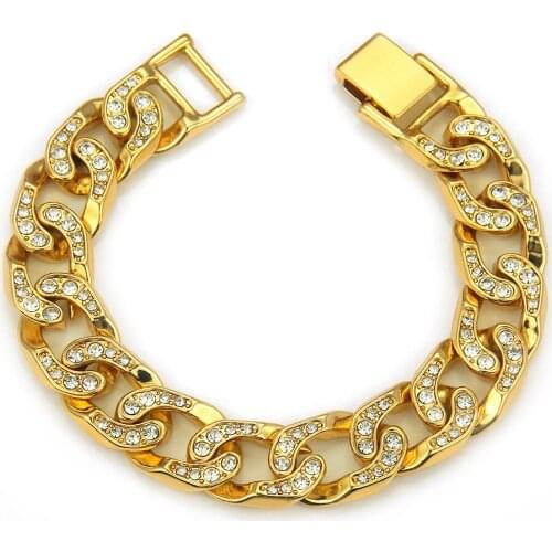 2021 Foreign Trade Hip Hop Ornaments With Mens Cuban Chain Gold Bracelet Cool Night Club Fashion Jewelry