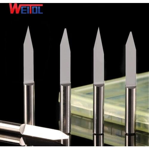 Weitol N series 10pcs 42mm OVL 4mm shank diameter flat bottom engraving bits solid carbide V shape carving tools CNC router bits