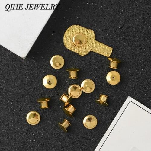QIHE JEWELRY Locking Pin Backs For Enamel Pins Gold Silver color Pin Keepers Clasp Extra pin clutches Never lose a pin again