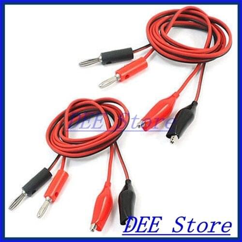 Multimeter Part Black Red Alligator Clip Banana Plug Test Cable 1M 3.3ft 2 Pcs