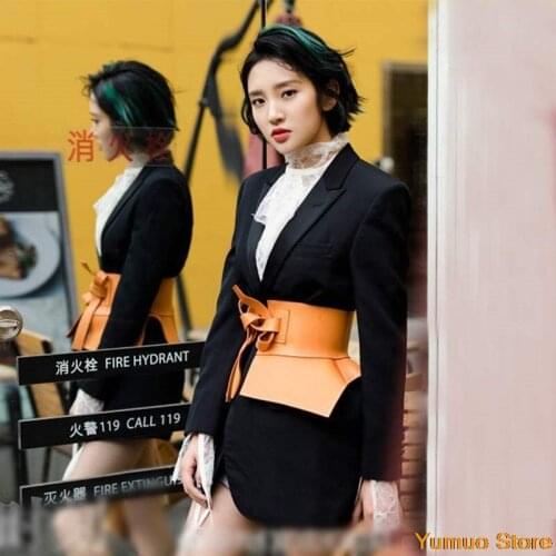 Womens Runway Fashion PU Leather Cummerbunds FemaleDress Corsets Waistband Belts Decoration Wide Belt women slimming postpartum