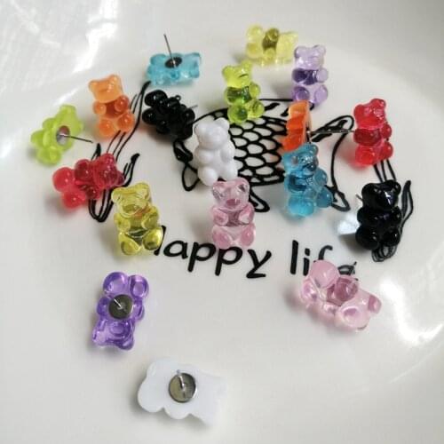 1 Pair Fashion Cartoon Resin Stud Earrings Colorful Animal Bear Acrylic Stud Earring Candy Color Kids Womens Jewelry
