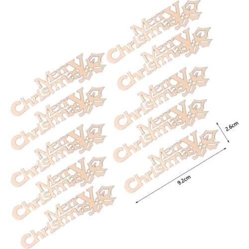 10PCS Merry Christmas Letters Unfinished Wooden Sign Decorative Cutout Wood Sign Cutouts for Wedding Party Decor Supplies